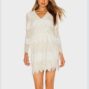 WAYF Anthropologie White Shores Wrap Dress Ivory Lace Detail Large
